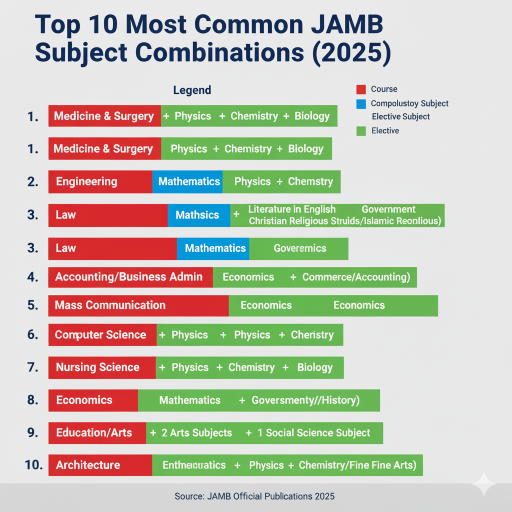 approved JAMB subject combinations for all courses